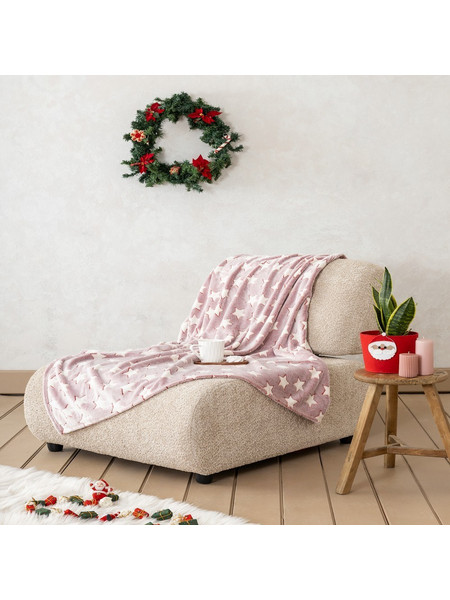 Κουβέρτα Καναπέ Χριστουγεννιάτικη Merry Blanket Σε Καλαθάκι Δώρου Ecru-Apple Nima 130X170 130x170cm Πολυέστερ