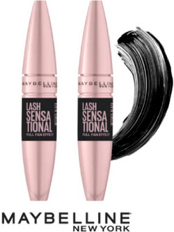 Maybelline Lash Sensational Intense Black Mascara για Όγκο & Καμπύλη 2x9.5ml