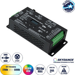 71448 Skydance D5 Aurora Dimmer & RGB+CCT Controller / Decoder 1/2/3/4/5CH Dc 12-24V 30A 720W Max IP20 - DMX512/RDM + 250-16000Hz Pwm + Linear/Logarithmic Dimming Curve + Stand-alone Mode - M17xΠ8xY4c
