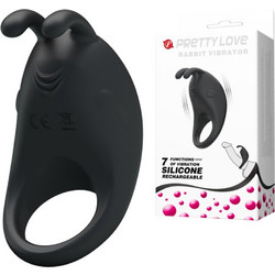 Pretty Love Davion Rabbit Vibrator Ring Ελαστικό Δαχτυλίδι Πέους Σιλικόνης με Δόνηση Μαύρο