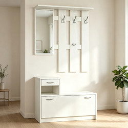 Έπιπλο εισόδου Jentia pakoworld με καθρέπτη λευκό MDF 100x24x186εκ 431-000001