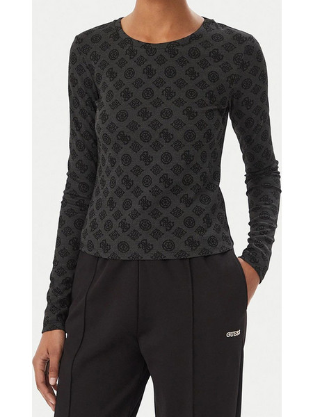 GUESS FAUSTA ALLOVER JACQUARD LS ΜΠΛΟΥΖΑ ΓΥΝΑΙΚΕΙΟ V6BP15K7234-FJHB JetBlack