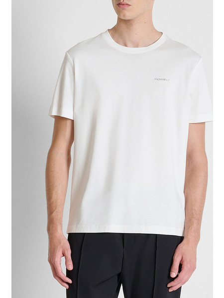ANTONY MORATO MMKS02713FA100282 T-SHIRT REGULAR FIT IN JERSEY COTTON FABRIC WITH MATT PLASTIC LOGO ΜΠΛΟΥΖΑ ΑΝΔΡΙΚΟ KS02713FA100282-1011 OffWhite