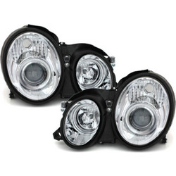Φανάρια εμπρός Mercedes CLK W208 (1997-2002) angel eyes, με λάμπες (Η1) - σετ 2τμχ