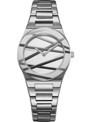 D1 Milano Ultra Thin Silver Inlay Γυναικείο Ρολόι με Ασημί Μπρασελέ D1-UCBL04