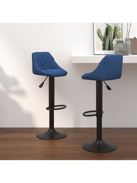 vidaXL Σκαμπό Μπαρ 2 τεμ. Μπλε Βελούδινα 46x44x(82-103)cm