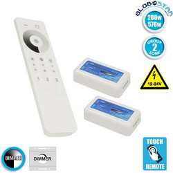 GLOBOSTAR CORE Dimmer 2CH DC 12-24V 24A 576W Max IP20 - RF 2.4GHz Ασύρματο Χειριστήριο Αφής 2 Ζώνων - M8.5x