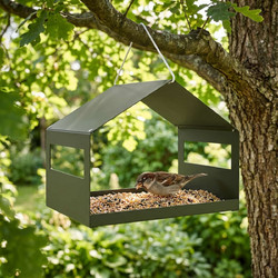 vidaXL Κρεμαστή ταΐστρα πουλιών Ατσάλι Λαδί 30 x 23 x 23 cm