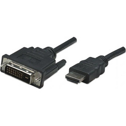 Manhattan Cable DVI-D male - HDMI male 1m Μαύρο (322782)