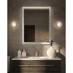 Project Mirrors Wood Modern Ορθογώνιος Καθρέπτης Μπάνιου Ξύλινος Ασήμι 70x90cm