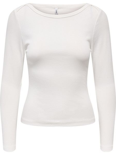 ONLY ONLRILEY L/S BOATNECK TOP JRS 15386479-Cloud Dancer OffWhite