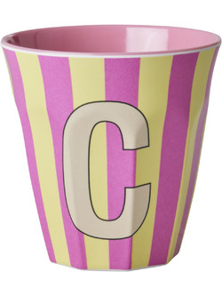 Rice - Melamine Cup with the Letter C - Pink - Medium
