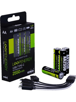 Verico Loopenergy Aa2550 4er-pack Επαναφορτιζόμενες Usb-c 1UDBT-A1WEAC-NN