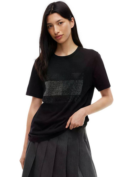 ΓΥΝΑΙΚΕΙΟ T-SHIRT TOMMY JEANS TJW RLX FLAG BLING SS TEE - ΜΑΥΡΟ