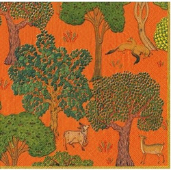 Xαρτοπετσέτες Cocktail Arcadian Forest Orange 12.5x12.5cm Caspari (20 Tεμάχια)