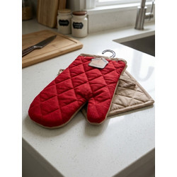 Σετ πιάστρα-γάντι Σχ. Duo terracotta 100% cotton Σετ