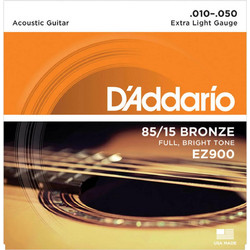 D'Addario ΕΖ900 Σετ 6 Χορδές Ακουστικής Κιθάρας 80/20 Bronze 10-50" Extra Light Tension