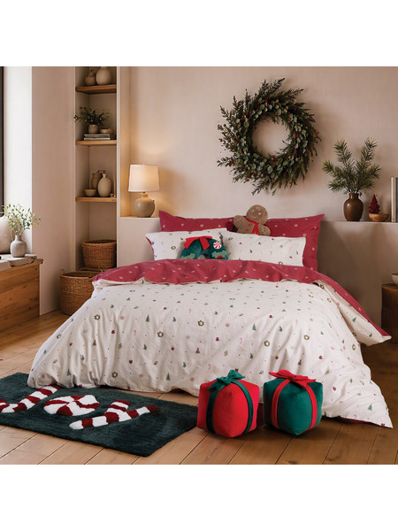 Nef-Nef Σετ Σεντόνια Μονά Φανελένια 160x260 Joyful Bordo