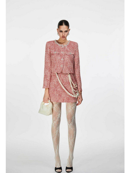 Oui Odile γυναικεία mini φούστα tweed Cecilia - CECILIA/GONNA/FW26 Κόκκινο