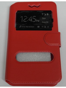 Θήκη Book S View 2 Windows Elastic Universal για Smartphone 4.5 έως 5 ίντσες με Παράθυρο Κόκκινο (OEM)