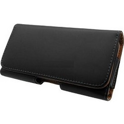 Universal μαύρη δερμάτινη θήκη M belt case με clip ζώνης συμβατή με πολλά μοντέλα κινητών τηλεφώνων