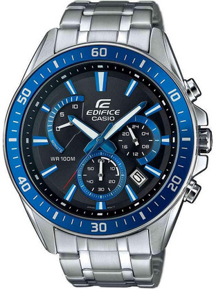 Casio Edifice Ανδρικό Ρολόι Χρονογράφος με Ασημί Μεταλλικό Μπρασελέ EFR-552D-1A2VUEF