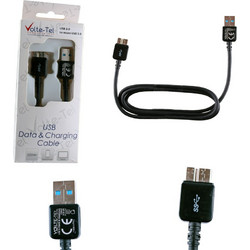 VOLTE-TEL SAMSUNG N9005 NOTE 3 MICRO USB 3 ΦΟΡΤΙΣΗΣ-DATA 1mBLACK VOLTE-TEL