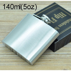 140mL (5oz) Outdoor Sports Handy Home Travel Wild Stainless Steel Portable Hip Flask(with Small Funnel)(Silver 140mL (5oz)) (OEM)