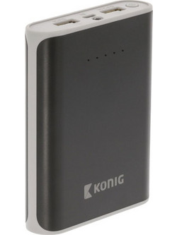 Konig PB 10000BL Power Bank 10000mAh με 2 Θύρες USB-A Black