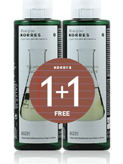 Korres Κυστίνη & Ιχνοστοιχεία Men's Σετ Σαμπουάν κατά της Τριχόπτωσης 2x250ml