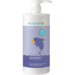 Helenvita Baby All Over Cleanser Talc Βρεφικό Σαμπουάν & Αφρόλουτρο Πράσινο Τσάι με Αντλία 1lt