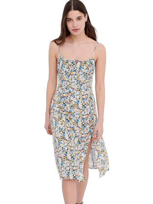 Funky Buddha Mini Καλοκαιρινό Καθημερινό Φόρεμα Floral Λευκό FBL005-129-13