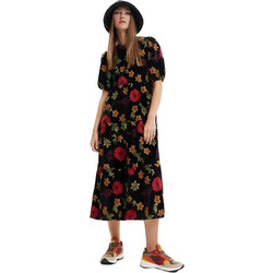Desigual Midi Καλοκαιρινό Καθημερινό Φόρεμα Floral Μαύρο 22WWVK25-2000