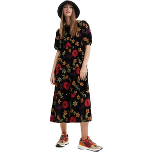 Desigual Midi Καλοκαιρινό Καθημερινό Φόρεμα Floral Μαύρο 22WWVK25-2000 Desigual Midi Καλοκαιρινό Καθημερινό Φόρεμα Floral Μαύρο 22WWVK25-2000