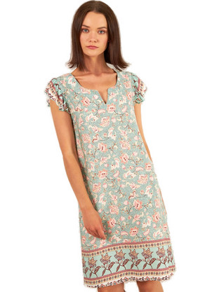 Harmony Mini Καλοκαιρινό Καθημερινό Φόρεμα Floral Πράσινο Mint 31-504642