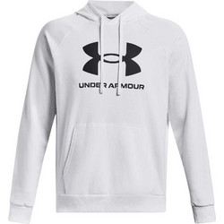 Under Armour Rival Fleece Logo Hoodie Ανδρικό Αθλητικό Φούτερ με Κουκούλα Λευκό 1379758-100