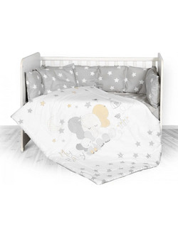 Lorelli Lily Elephant Stars Σετ Κούνιας 60x120cm Grey 4τμχ