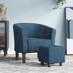 vidaXL Πολυθρόνα με Υποπόδιο Βελούδινη Μπλε 356453