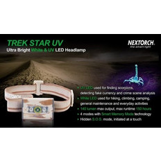 Nextorch Trek Star-UV Φακός UV Εργασίας Μπαταρίας Led Αδιάβροχος IPX6 140lm