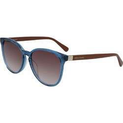Longchamp LO647S-429 Γυναικεία Γυαλιά Ηλίου Τετράγωνα Κοκάλινα Καφέ Μπλε με Καφέ Polarized Φακό