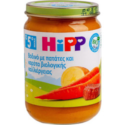 Hipp Βιολογικό Βρεφικό Γεύμα Βοδινό Πατάτες & Καρότα 5m+ 190gr
