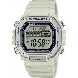 Casio Ψηφιακό Ανδρικό Ρολόι Χρονογράφος με Λευκό Καουτσούκ Λουράκι MWD-110H-8AVEF