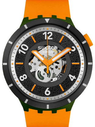 Swatch Big Bold Ανδρικό Ρολόι με Πορτοκαλί Καουτσούκ Λουράκι FALL-IAGE