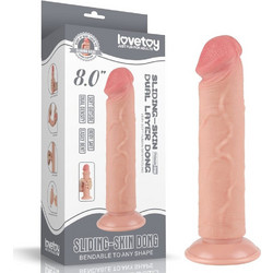 Lovetoy Sliding-Skin 8.0" Dual Layer Dong II Ρεαλιστικό Dildo με Βεντούζα & Όρχεις 20cm Flesh