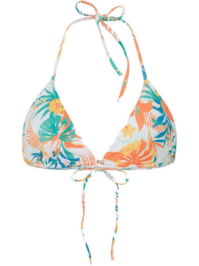 Pepe Jeans Bikini Top Τριγωνάκι Floral Λευκό Τιρκουάζ Πορτοκαλί PLB10516