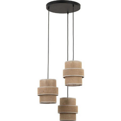 TK Lighting Calisto Κρεμαστό Φωτιστικό Οροφής Τρίφωτο E27 Μπεζ 6098