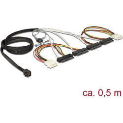 DeLOCK 83390 Καλώδιο Σκληρού Δίσκου SAS to 4 x SAS 0.5m Red