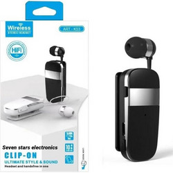 K53 CLIP-ON Ακουστικό Bluetooth In Ear Πέτου Black