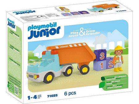 Playmobil Junior Ανατρεπόμενο Φορτηγό με Εργάτη για 1-4 Ετών 71685
