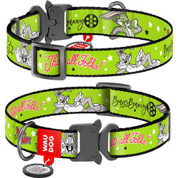 Waudog Looney Tunes Bugs Bunny Metal Κολάρο Σκύλου Πράσινο 2x24-40cm